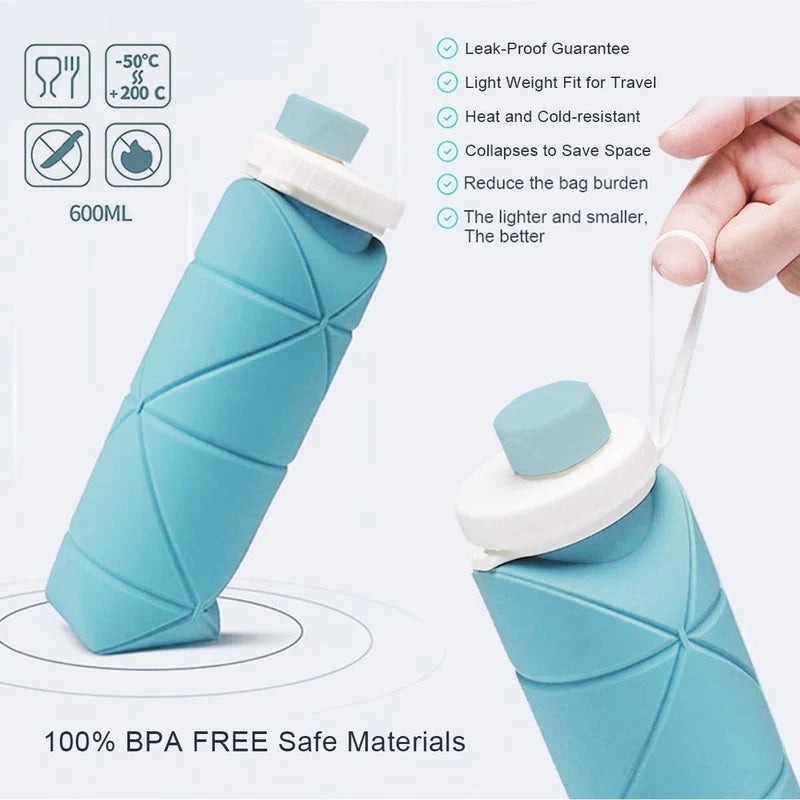 Foldable Silicone Water Bottle – Portable Collapsible Drinking Bottle